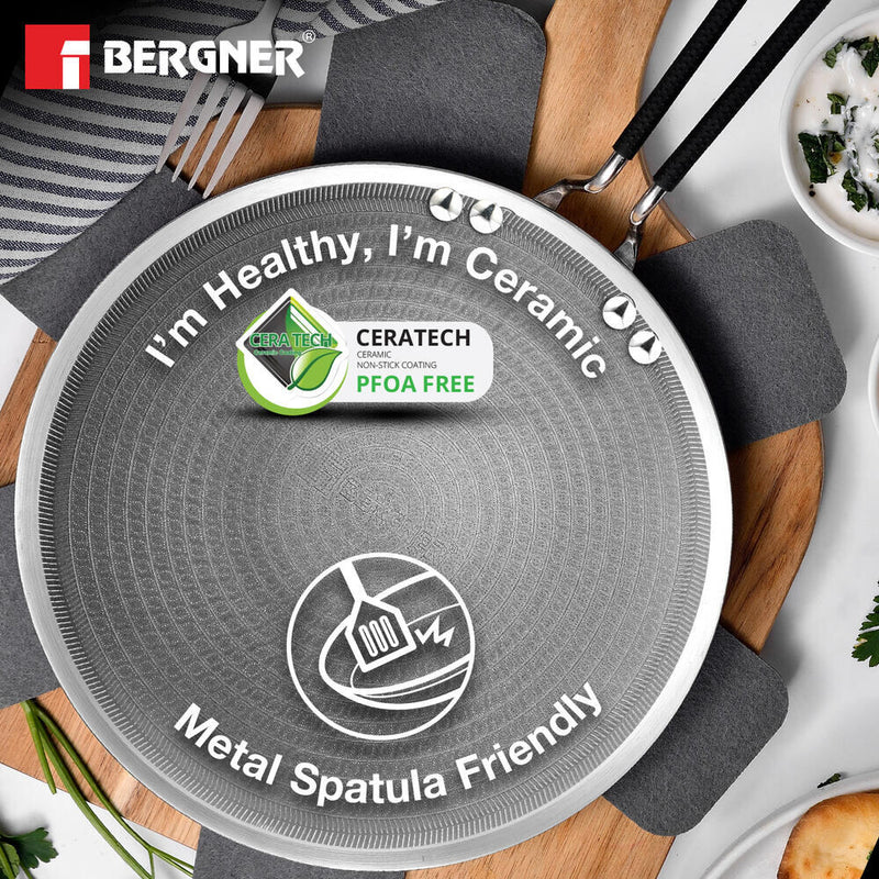 Bergner Hitech Tri-Ply Stainless Steel Non-Stick Roti Tawa - Induction Bottom