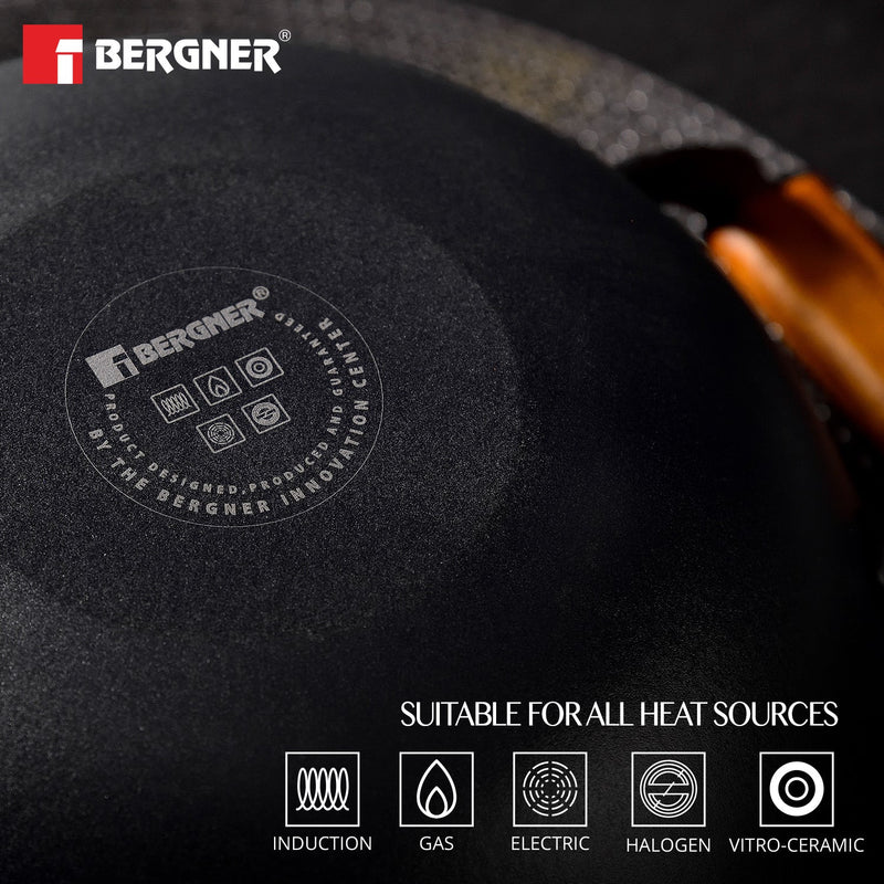 Bergner Odin 26 cm Lightweight cast Iron Roti Tawa with Wooden Coated Handle - Induction Bottom