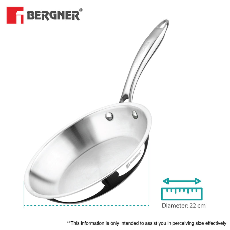 BERGNER Argent Tri-Ply Stainless Steel Frypan - Induction Bottom