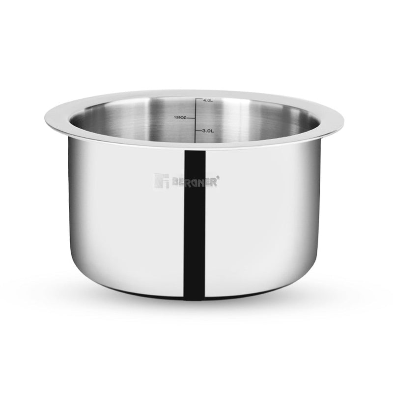 Bergner Argent Tri-Ply Stainless Steel Tope with Stainless Steel Lid - Induction Bottom