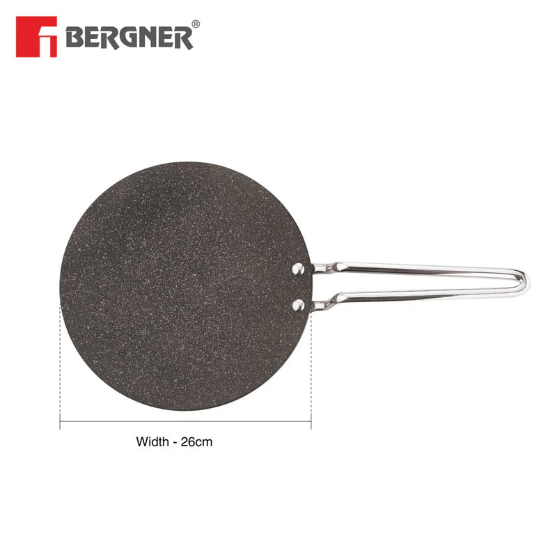 Bergner Argent Samsara Tri-Ply Stainless Steel Roti Tawa with Quantanium Non-Stick Coating - Induction Compatible