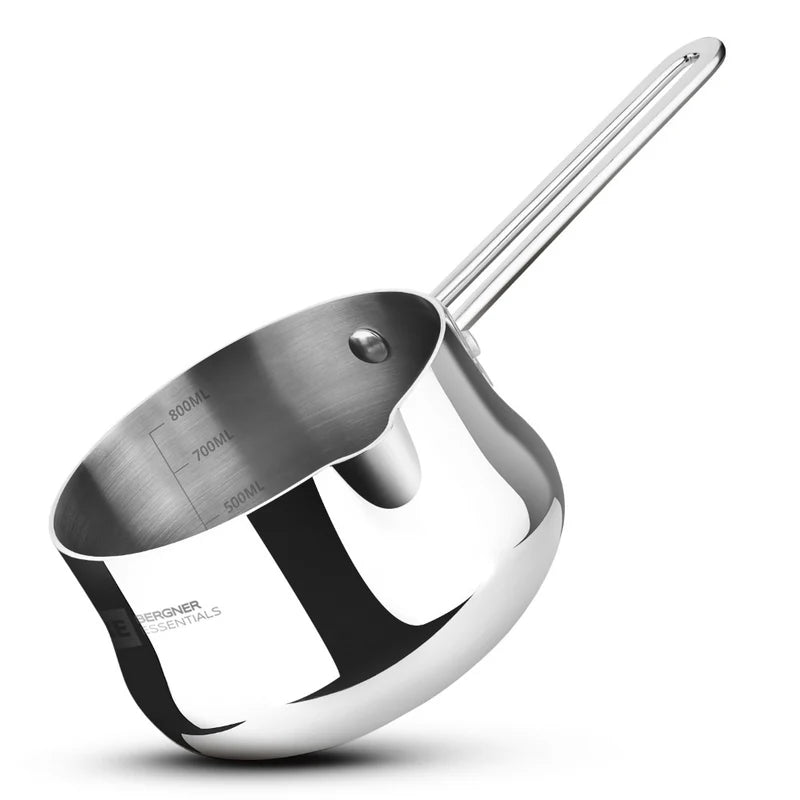 Bergner BE Essentials Tri-Ply Stainless Steel Coffee Warmer / Milk Warmer/sauce pan - Induction Bottom (5-Year Warranty)