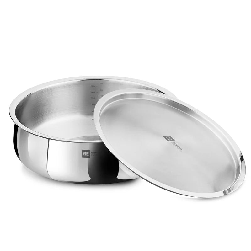 Bergner BE Essentials Tri-Ply Stainless Steel Biryani Handi with Lid, Induction Bottom (5-Year Warranty)