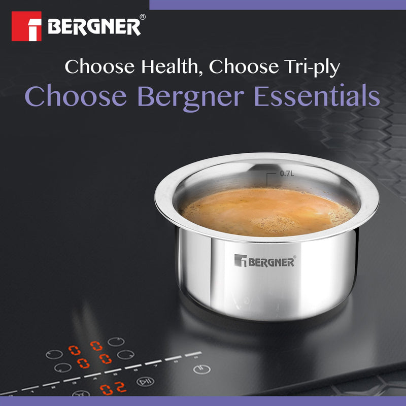Bergner BE Essentials Tri-Ply Stainless Steel Junior Tope - Induction Bottom (5-Year Warranty)