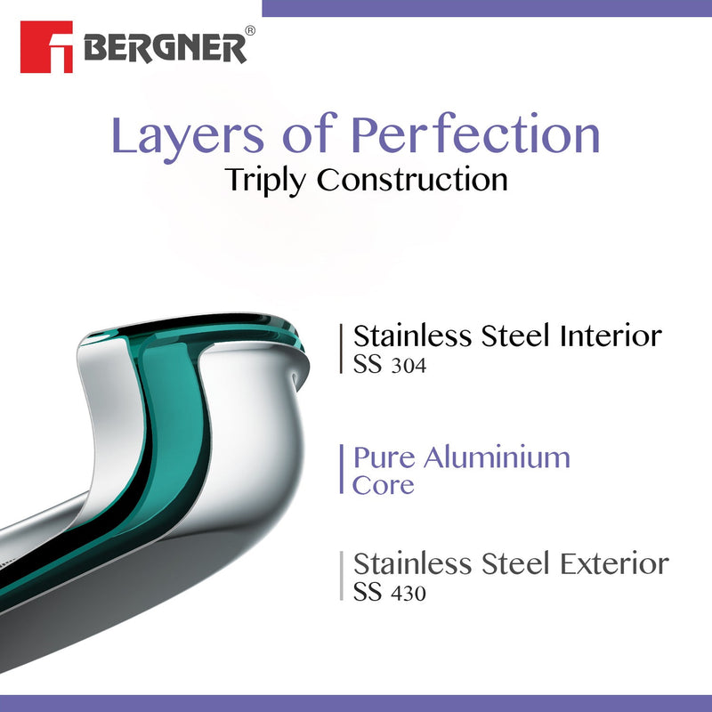 Bergner BE Essentials Tri-Ply Stainless Steel Junior Tope - Induction Bottom (5-Year Warranty)