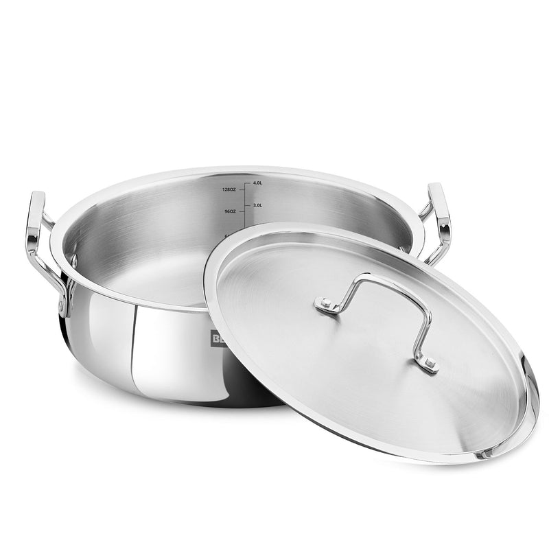 Bergner BE Essentials Tri-Ply Stainless Steel Biryani Handi with Lid - Induction Bottom (5-Year Warranty