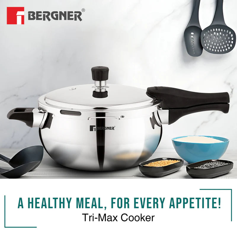 Trimax ORB Tri-Ply Stainless Steel Outer Lid Pressure Cooker With Glass Lid - Induction Bottom