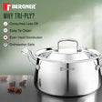 Bergner Argent Samsara Tri-Ply Stainless Steel Biryani Handi with Stainless Steel Lid, Consumes Less Oil - Induction Bottom