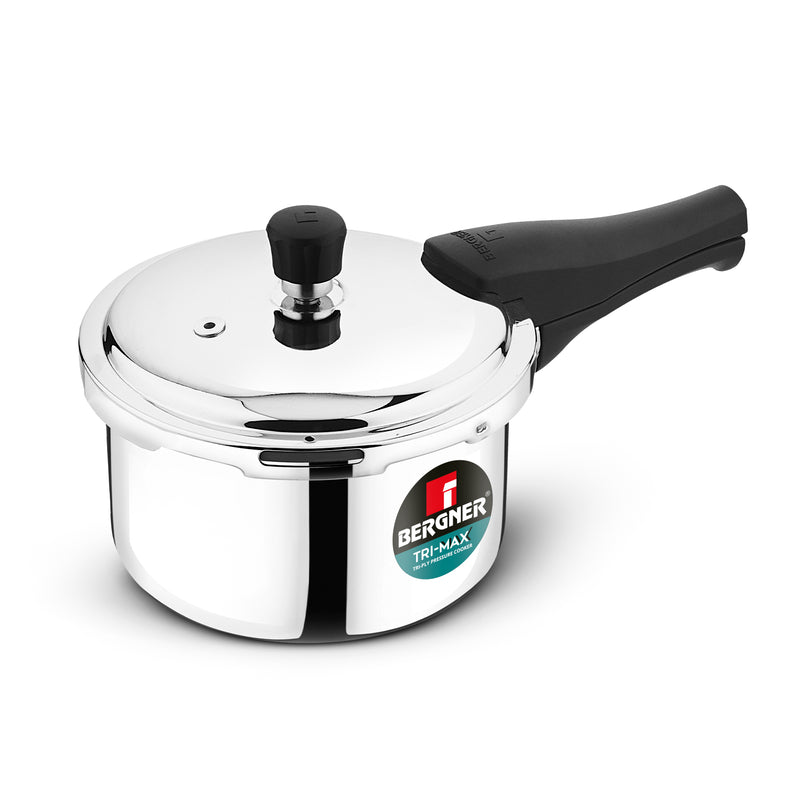Bergner Trimax Stainless Steel Outer Lid Pressure Cooker, Easy Locking - Induction Bottom