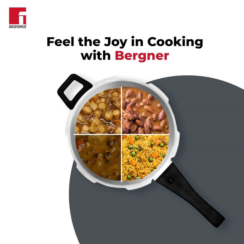 Bergner Trimax Stainless Steel Outer Lid Pressure Cooker, Easy Locking - Induction Bottom