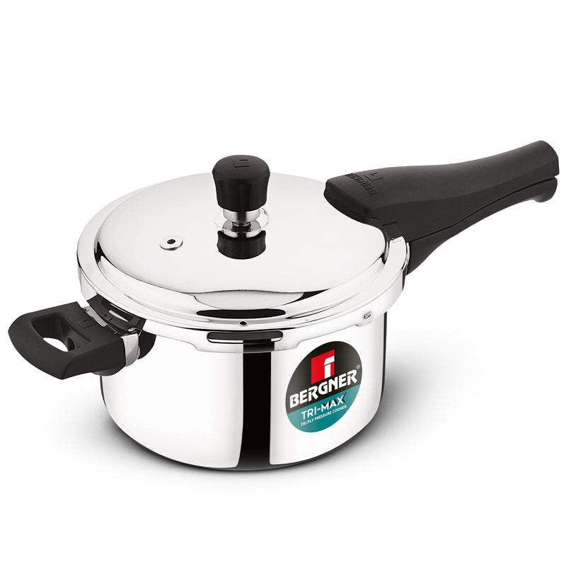 Bergner Trimax Stainless Steel Outer Lid Pressure Cooker, Easy Locking - Induction Bottom