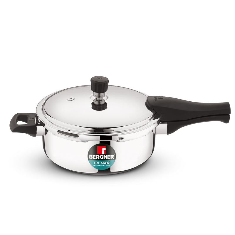 Bergner Trimax Stainless Steel Outer Lid Pressure Cooker, Easy Locking - Induction Bottom