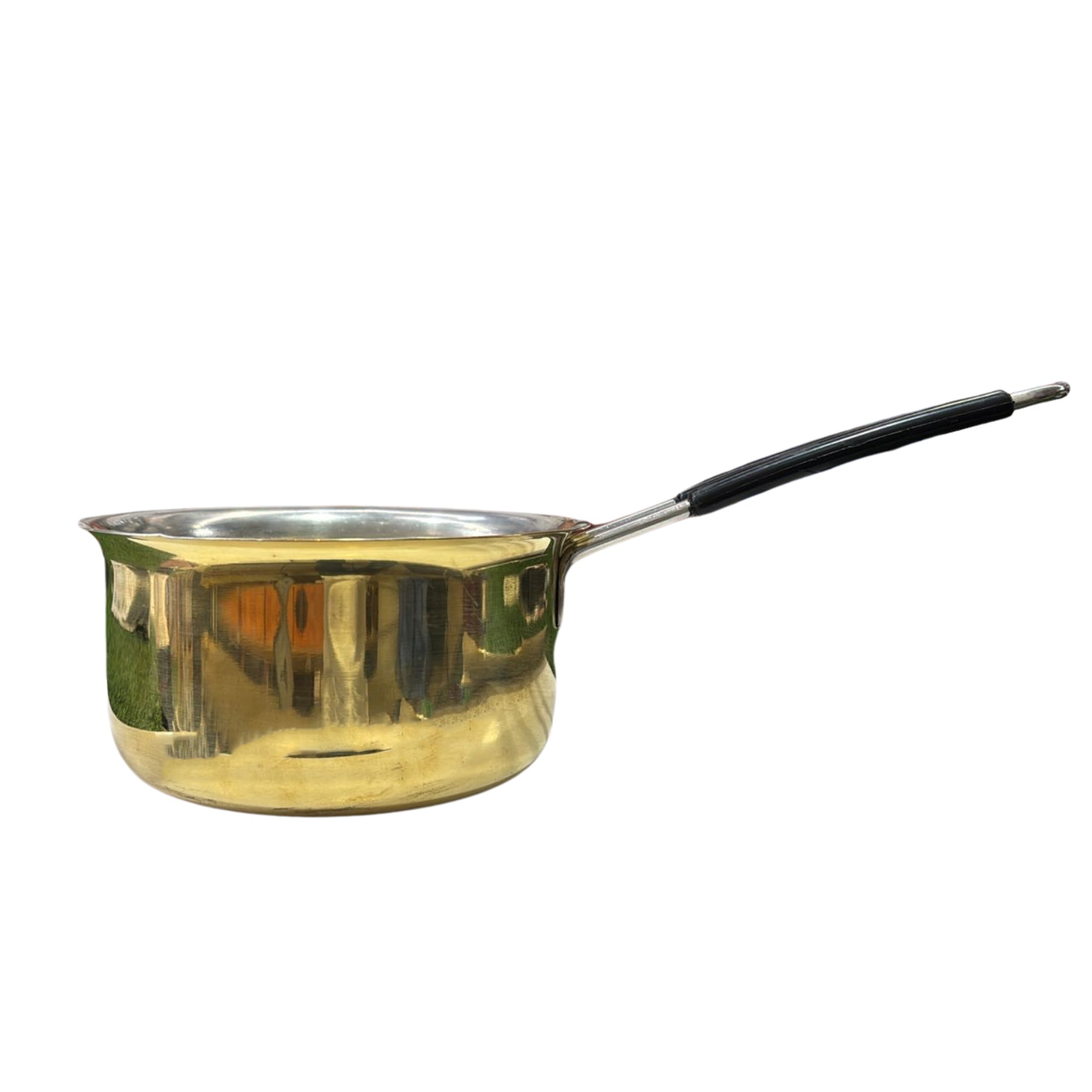 Lime Heavy Gauge Brass Sauce Pan with Kalai (Tin Coating)