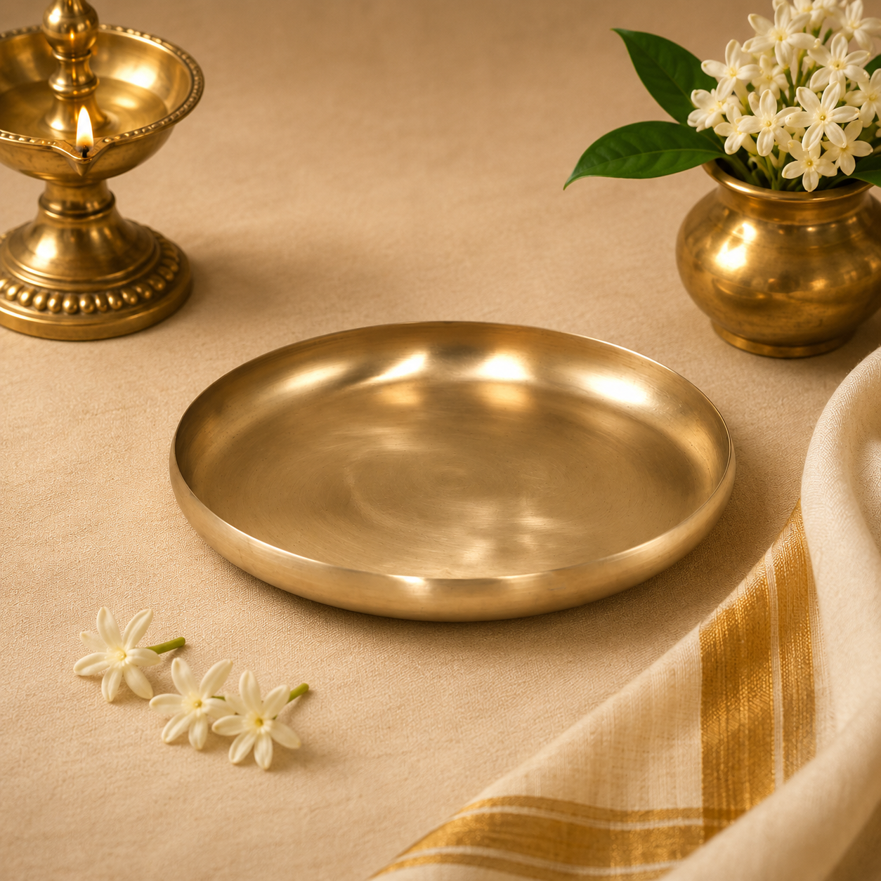 Lime (kansa)Bronze Thali - Curve