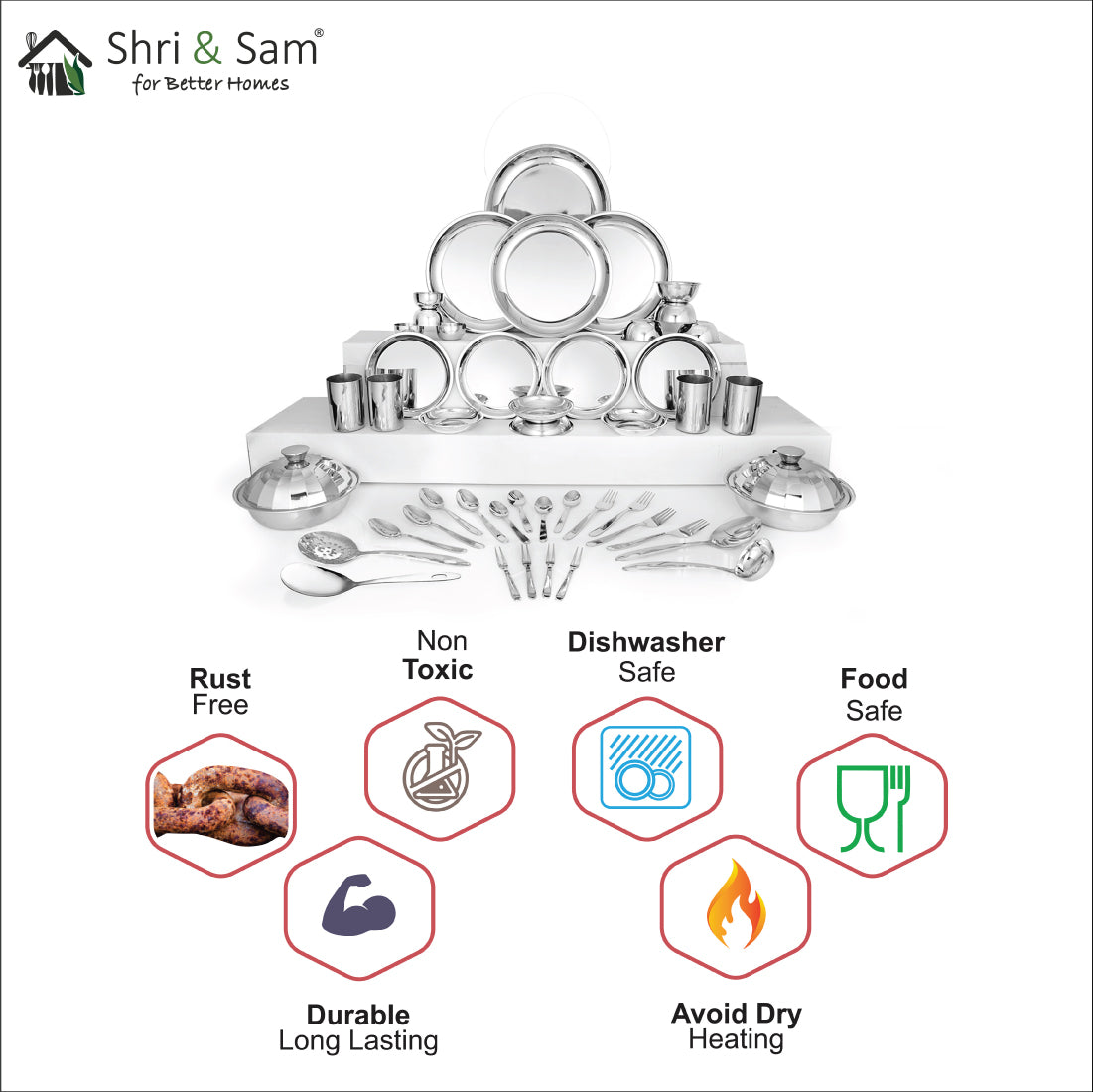 Stainless Steel 46 PCS Dinner set (4 People) Delight