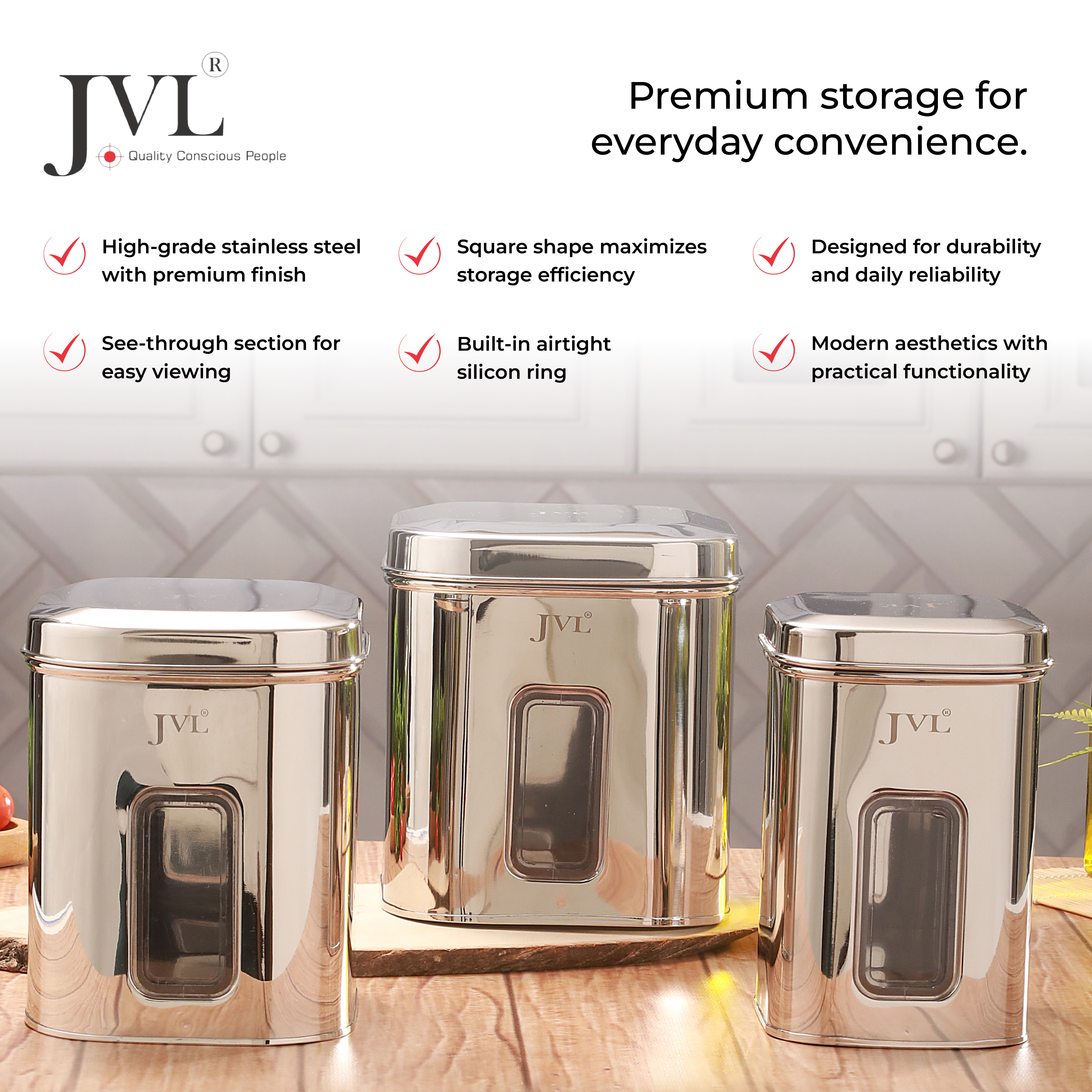 JVL Flossy Window Canister