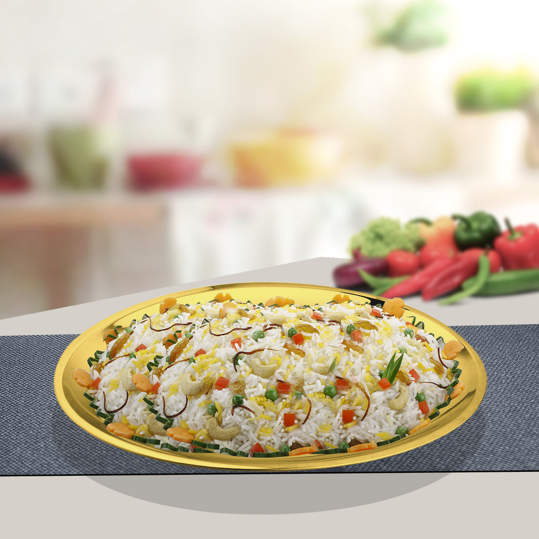 Stainless Steel Rice Tray with Gold PVD Coating Majestic