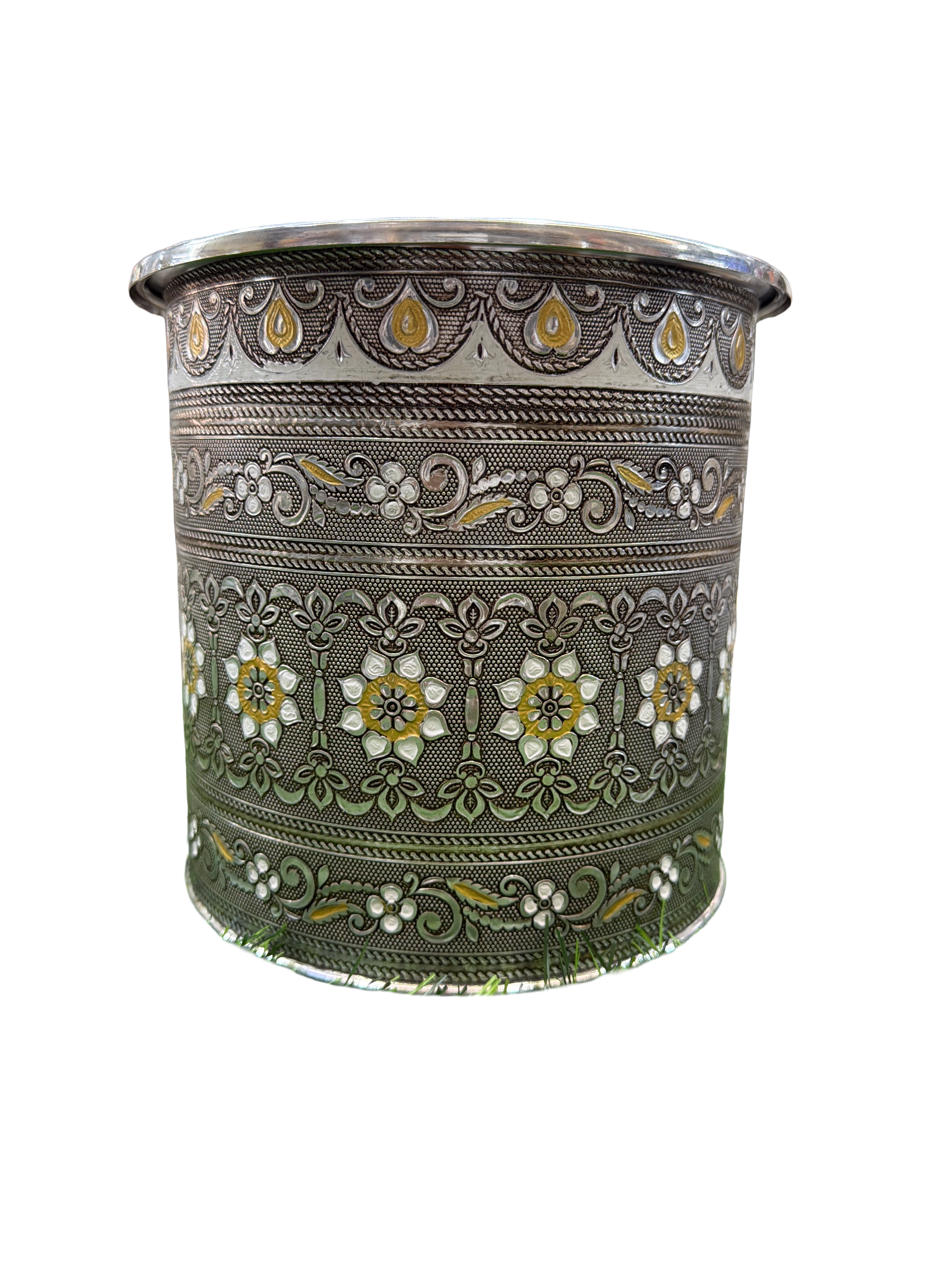 LIME Meenakari Designer Pavali Stainless Steel Pawali with Cover Designer Water Tanks