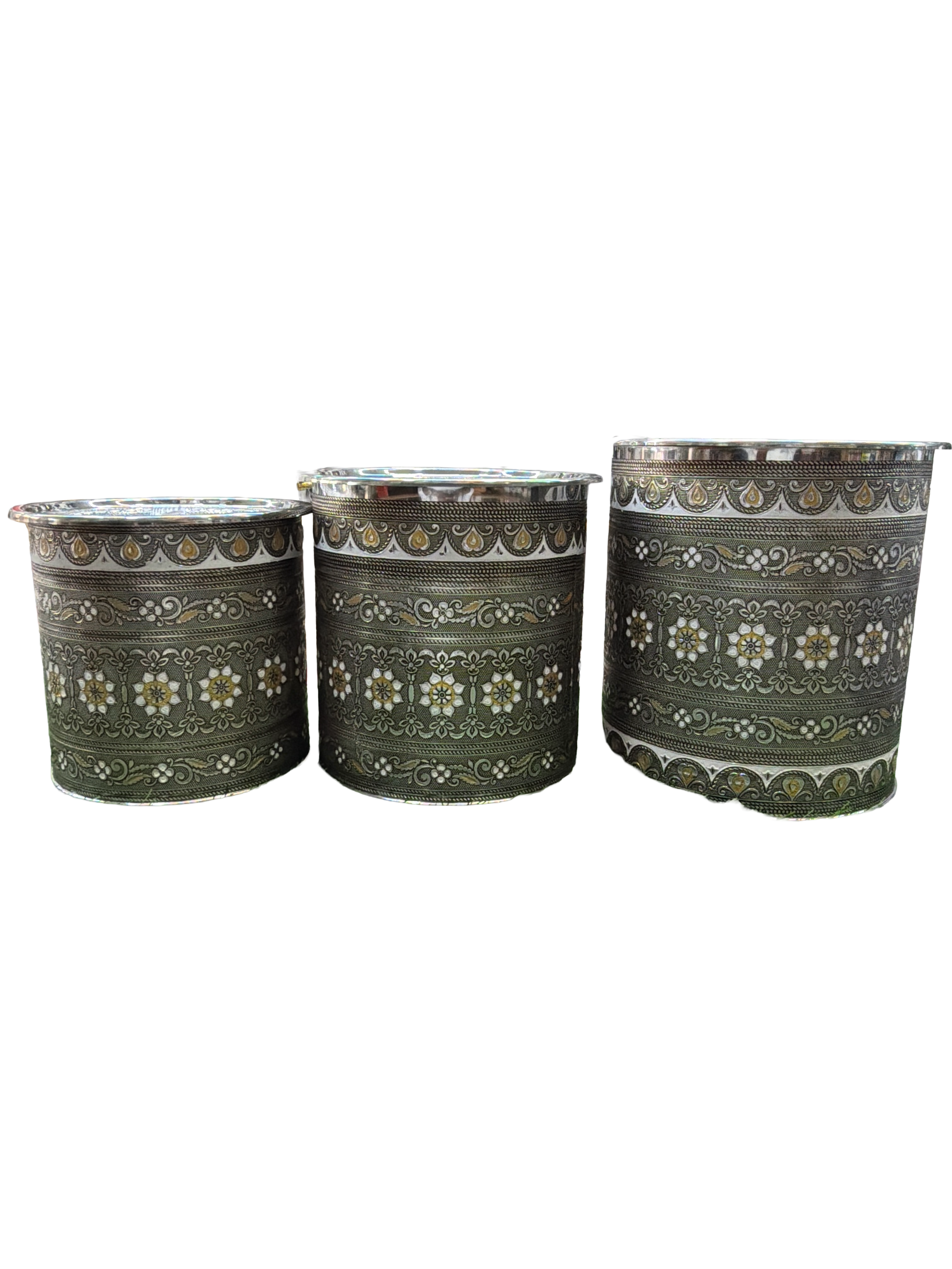 LIME Meenakari Designer Pavali Stainless Steel Pawali with Cover Designer Water Tanks