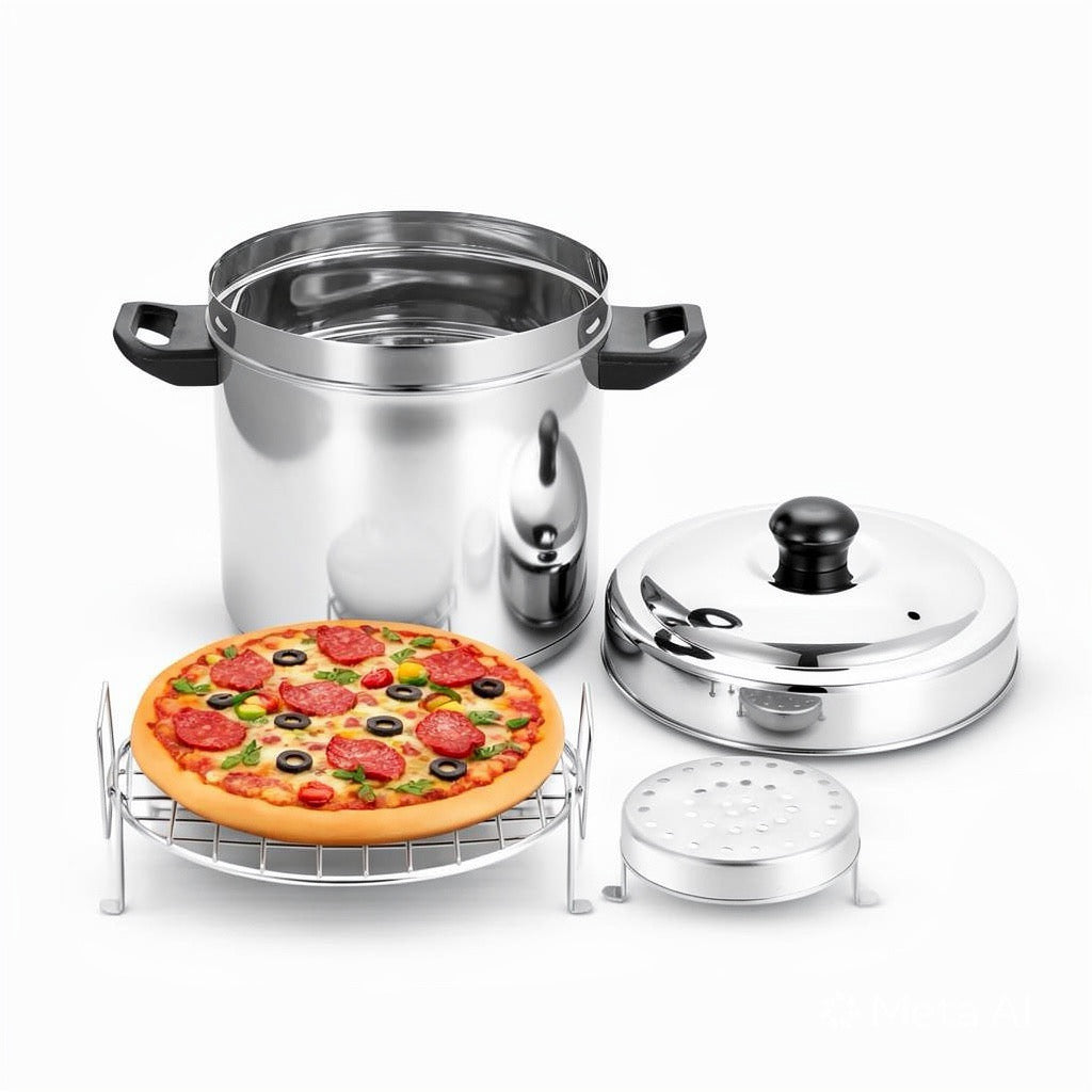 Lime Steel Bati Maker Gas Tandoor Pizza Maker Multi-Purpose Cooker