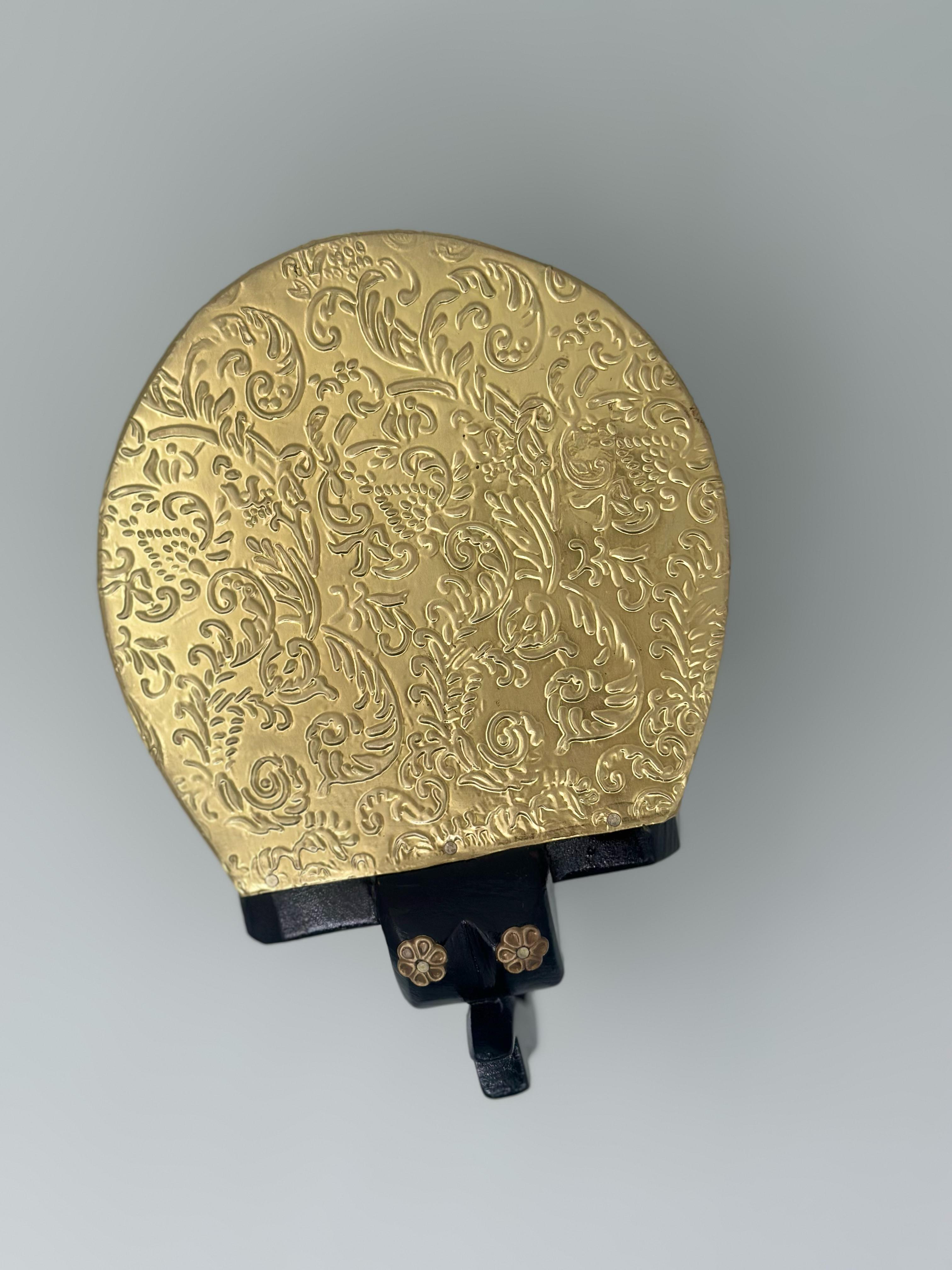 Lime Wooden Elephant Table Cum Stool/Handcrafted with Brass Inlay (Brown Colour) Bajot
