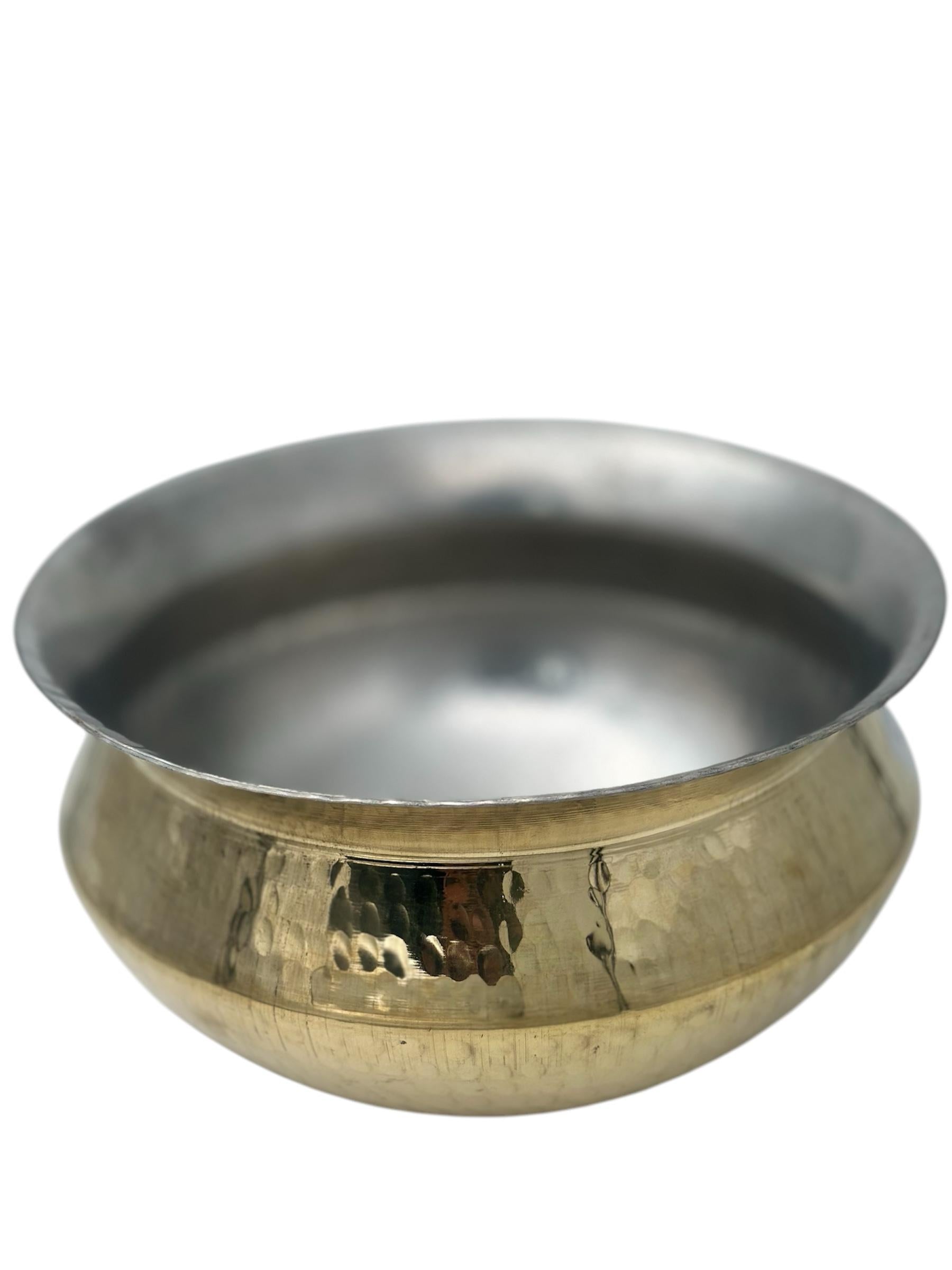 Lime Brass Handi for Cooking biryani (sipri) | Heavy Weight with Hammered Finishing Used for Cooking biryani, sabzi Cooking Pot