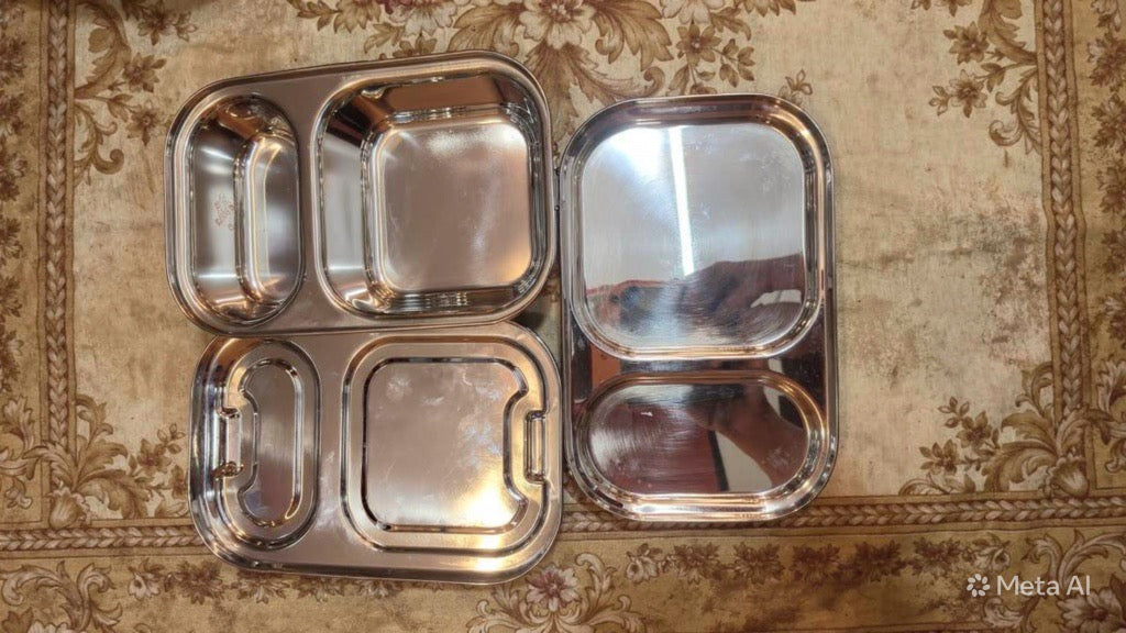 Lime SS 304 Stainless Steel Bento Box – 2 Compartments, Clip Lock