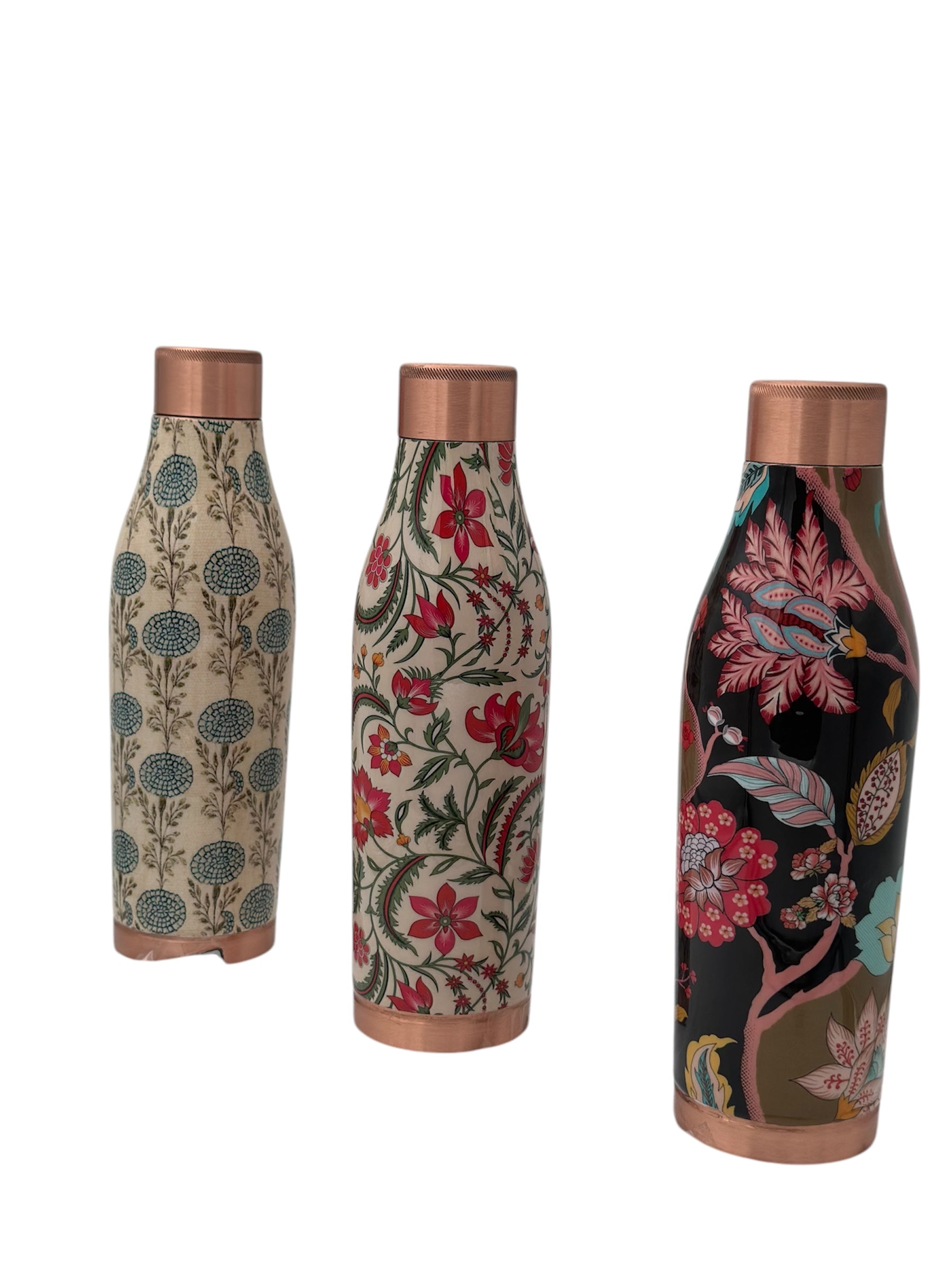 AMULYA 1000ml Designer Joint-less Copper Water Bottle Certified