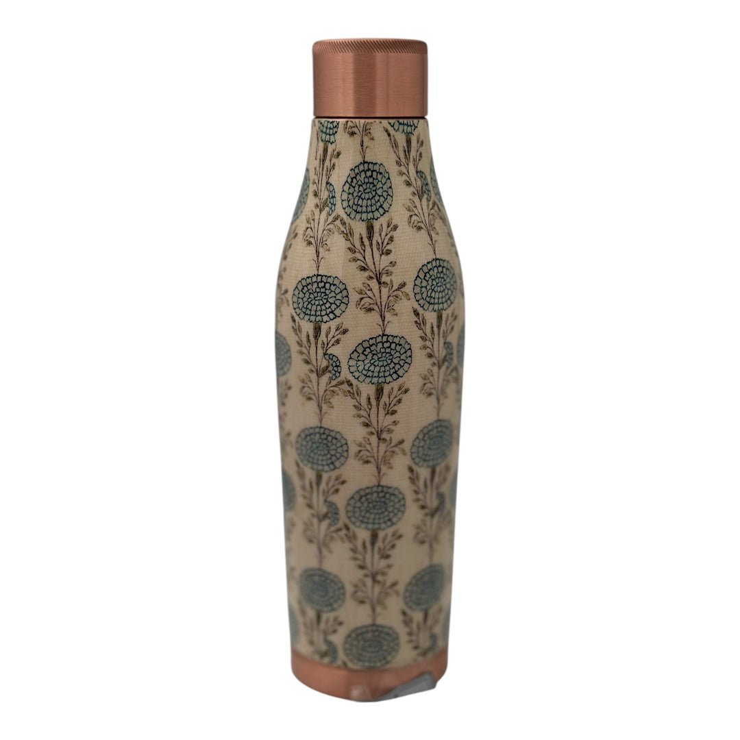 AMULYA 1000ml Designer Joint-less Copper Water Bottle Certified