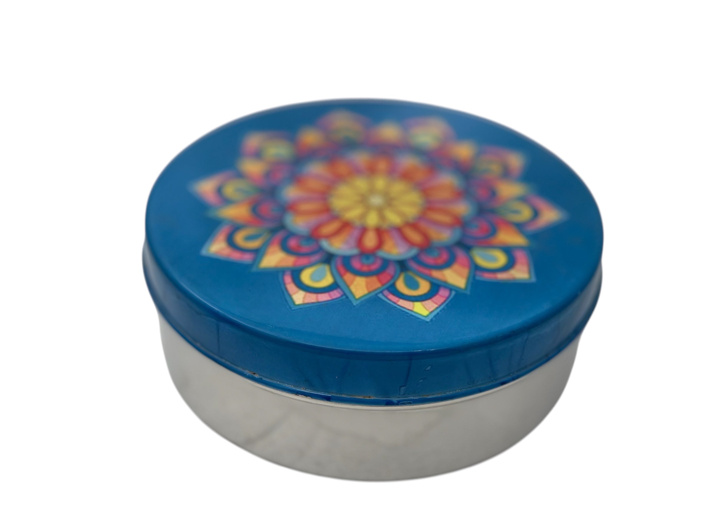 Stainless Steel Chapati Roti Dabba Box with Mandala Printed Lid