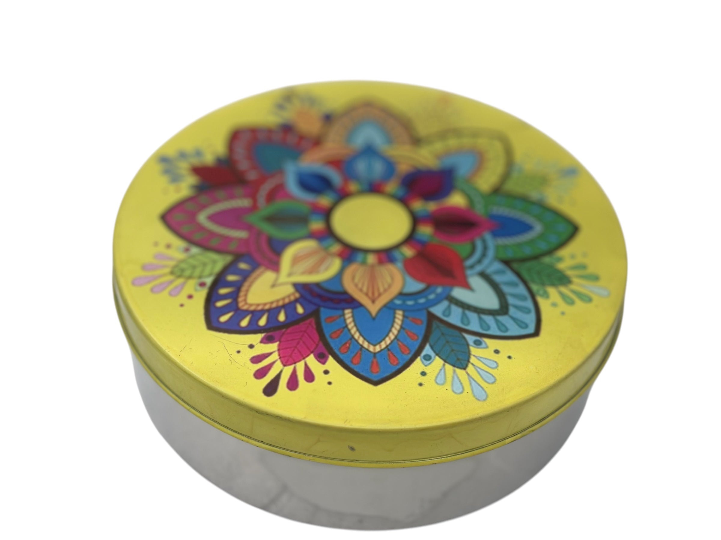 Stainless Steel Chapati Roti Dabba Box with Mandala Printed Lid