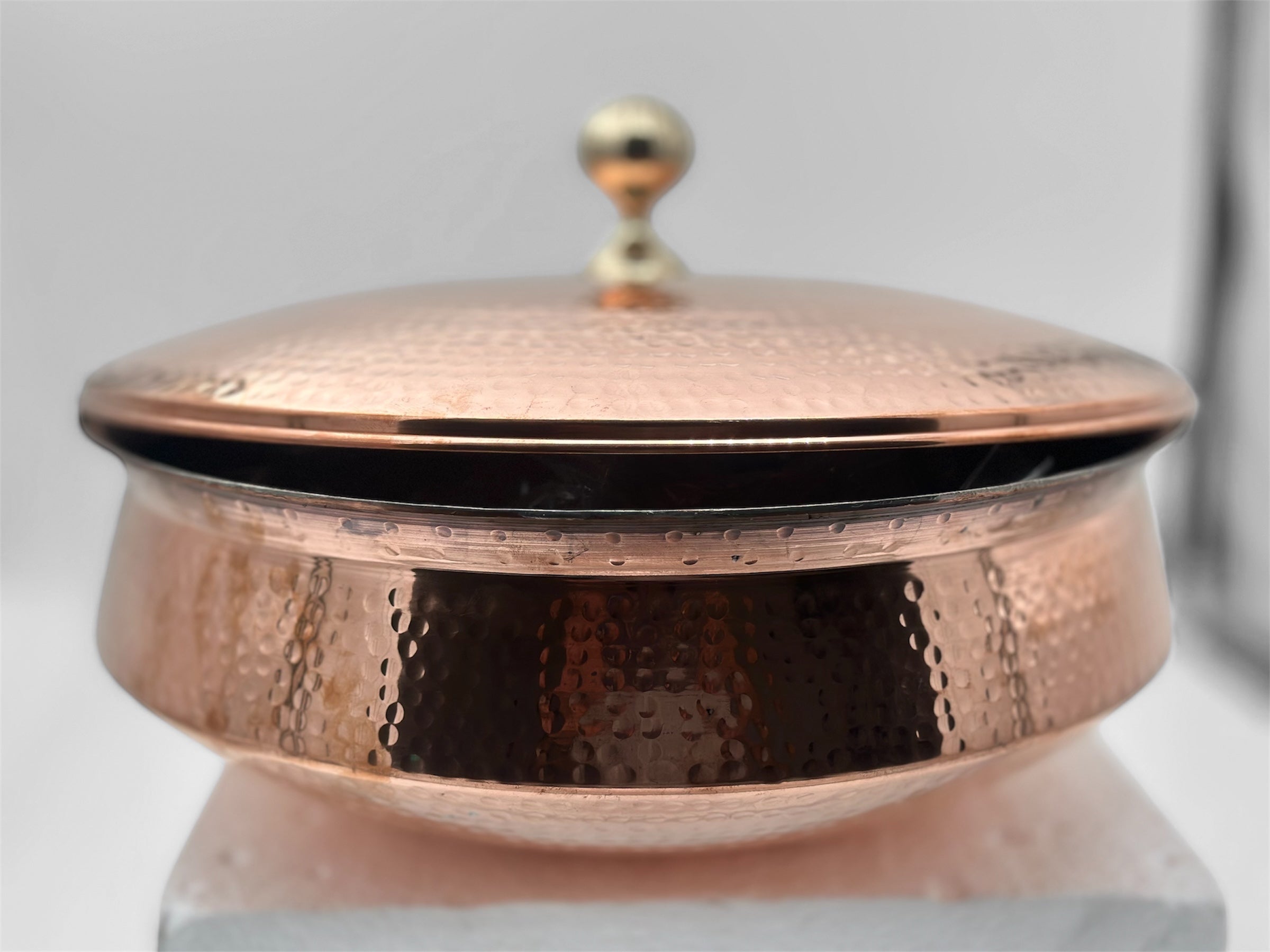 LIME Copper Hammerd Handi (Lagan) - Biryani Handi With Tin (kalai) coating With Lid