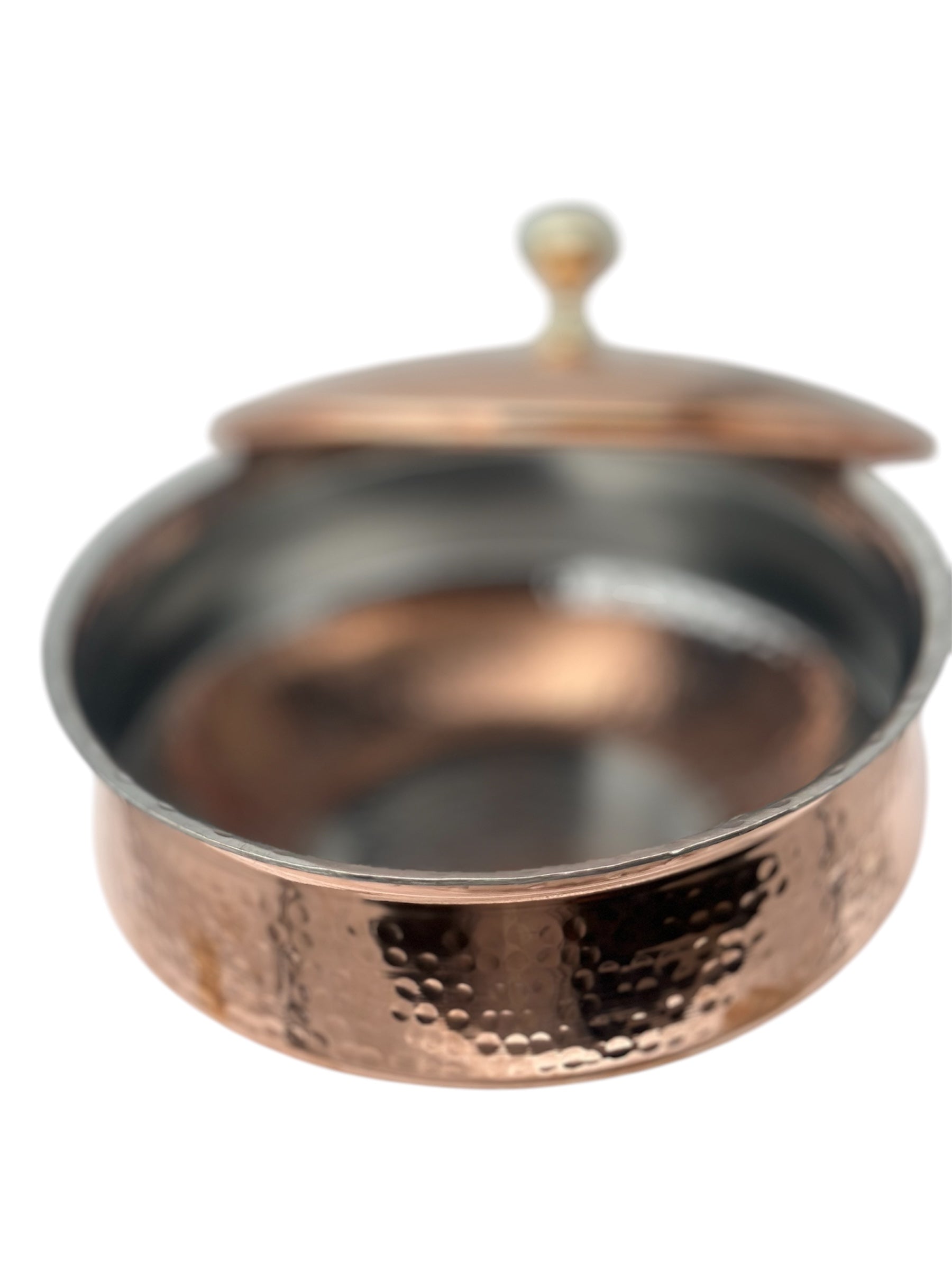 LIME Copper Hammerd Handi (Lagan) - Biryani Handi With Tin (kalai) coating With Lid