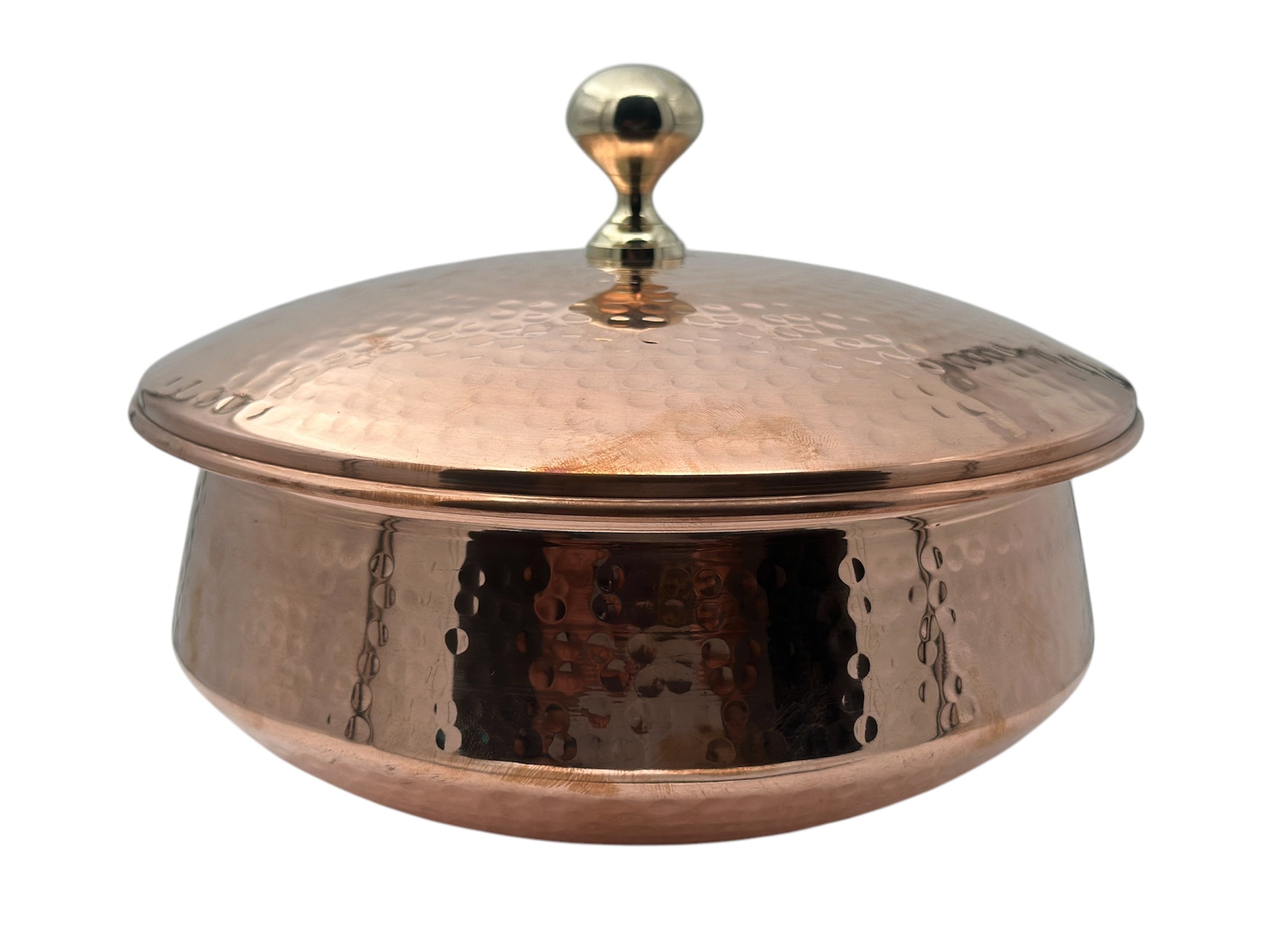 LIME Copper Hammerd Handi (Lagan) - Biryani Handi With Tin (kalai) coating With Lid