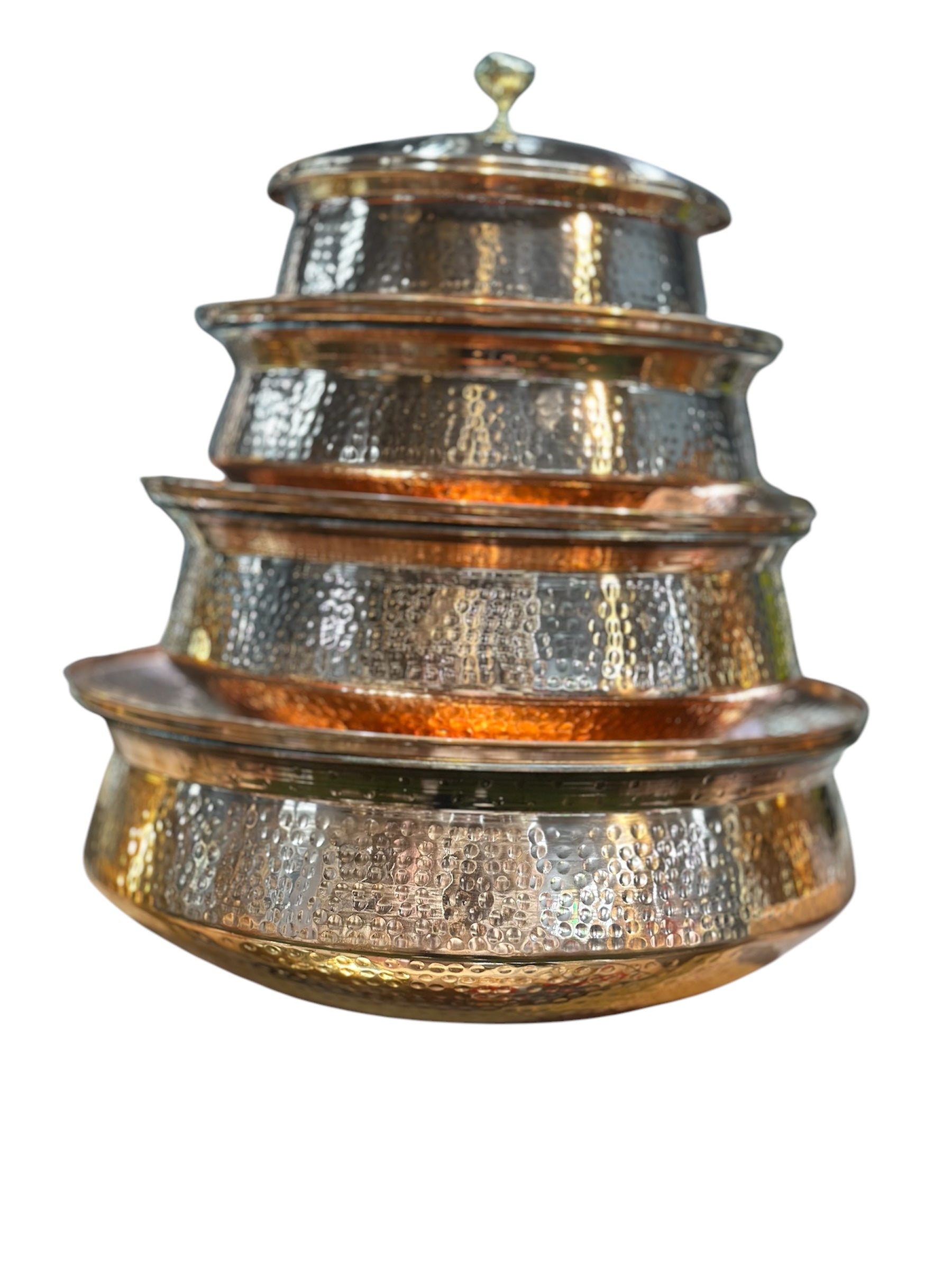 LIME Copper Hammerd Handi (Lagan) - Biryani Handi With Tin (kalai) coating With Lid