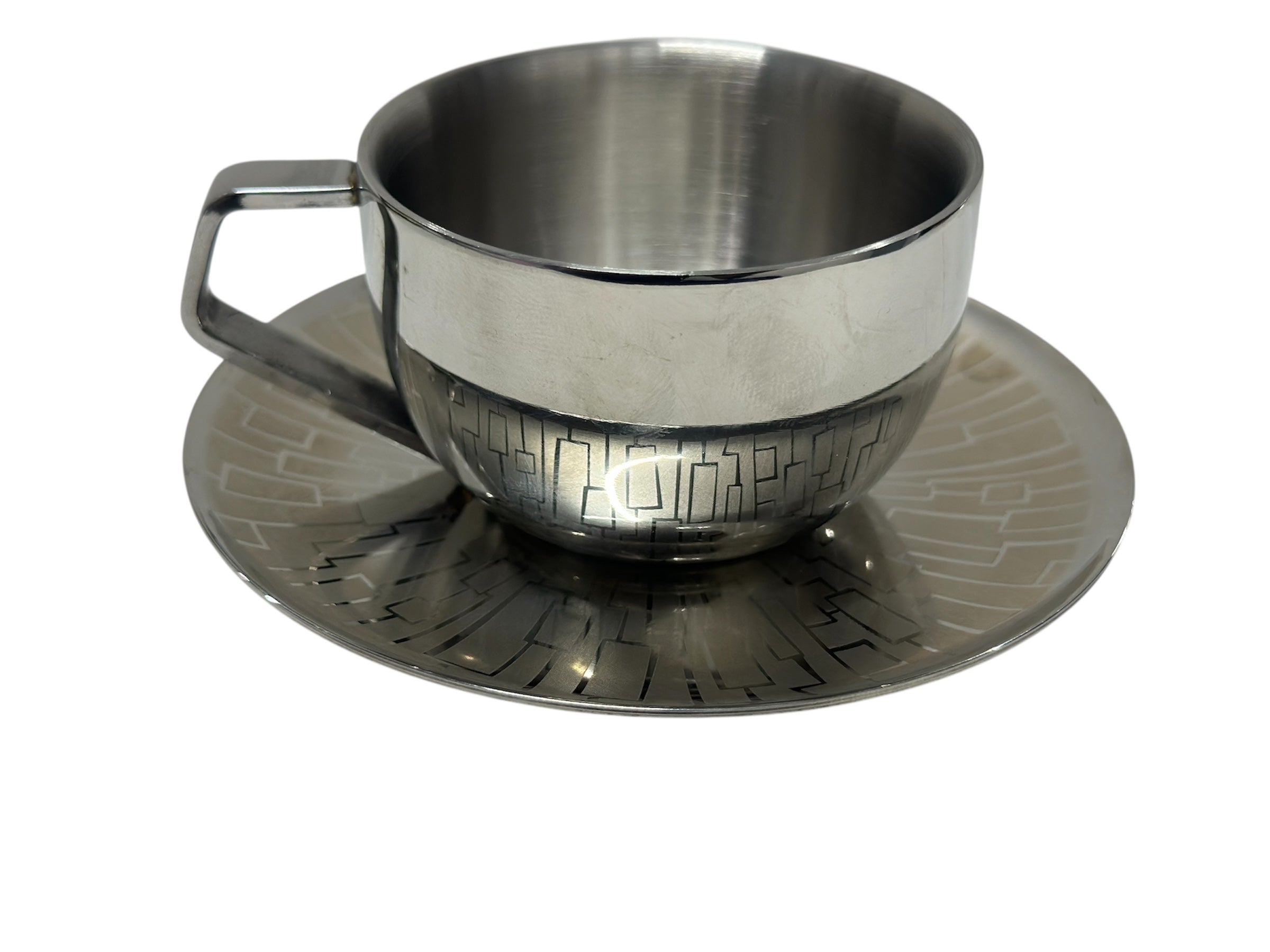Stainless Steel 4 PCS Double Wall Cup and Saucer Espresso