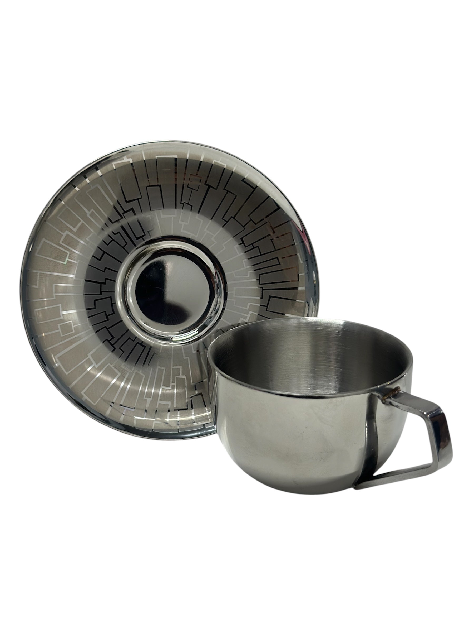 Stainless Steel 4 PCS Double Wall Cup and Saucer Espresso
