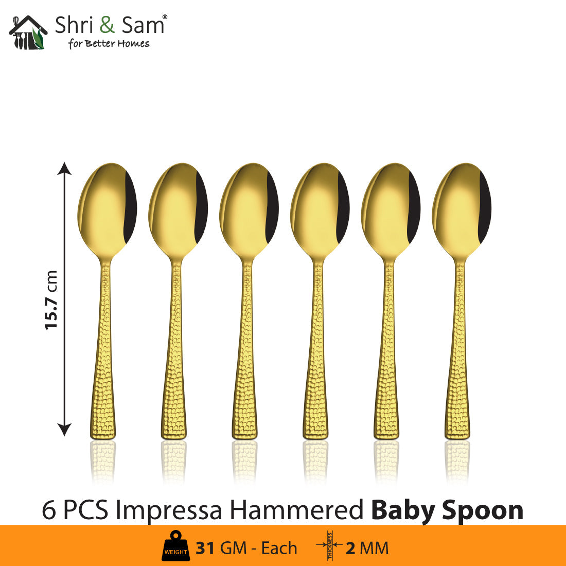 Stainless Steel Cutlery Impressa Hammered with Gold PVD Coating