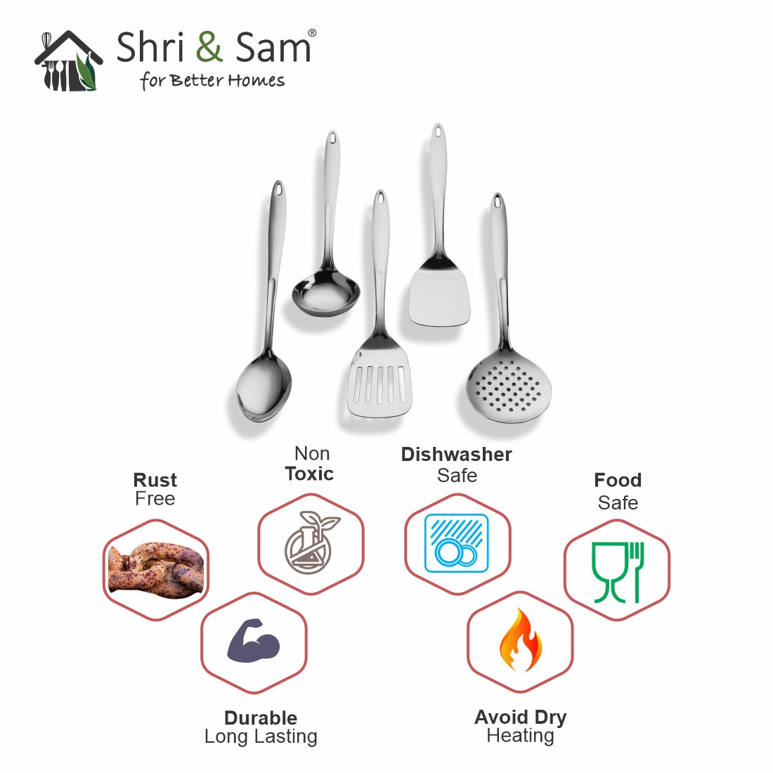 Stainless Steel Kitchen Tools Ruby 5 PCS SET