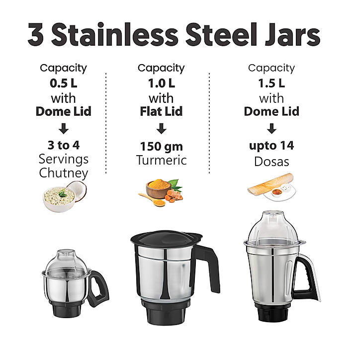 Preethi Zodiac Stardust MG 265, 750 Watts, 5 Jars including Masterchef Jar, Super Extractor, 5 Yr Motor Warranty & Lifelong Free service, Copper/Black