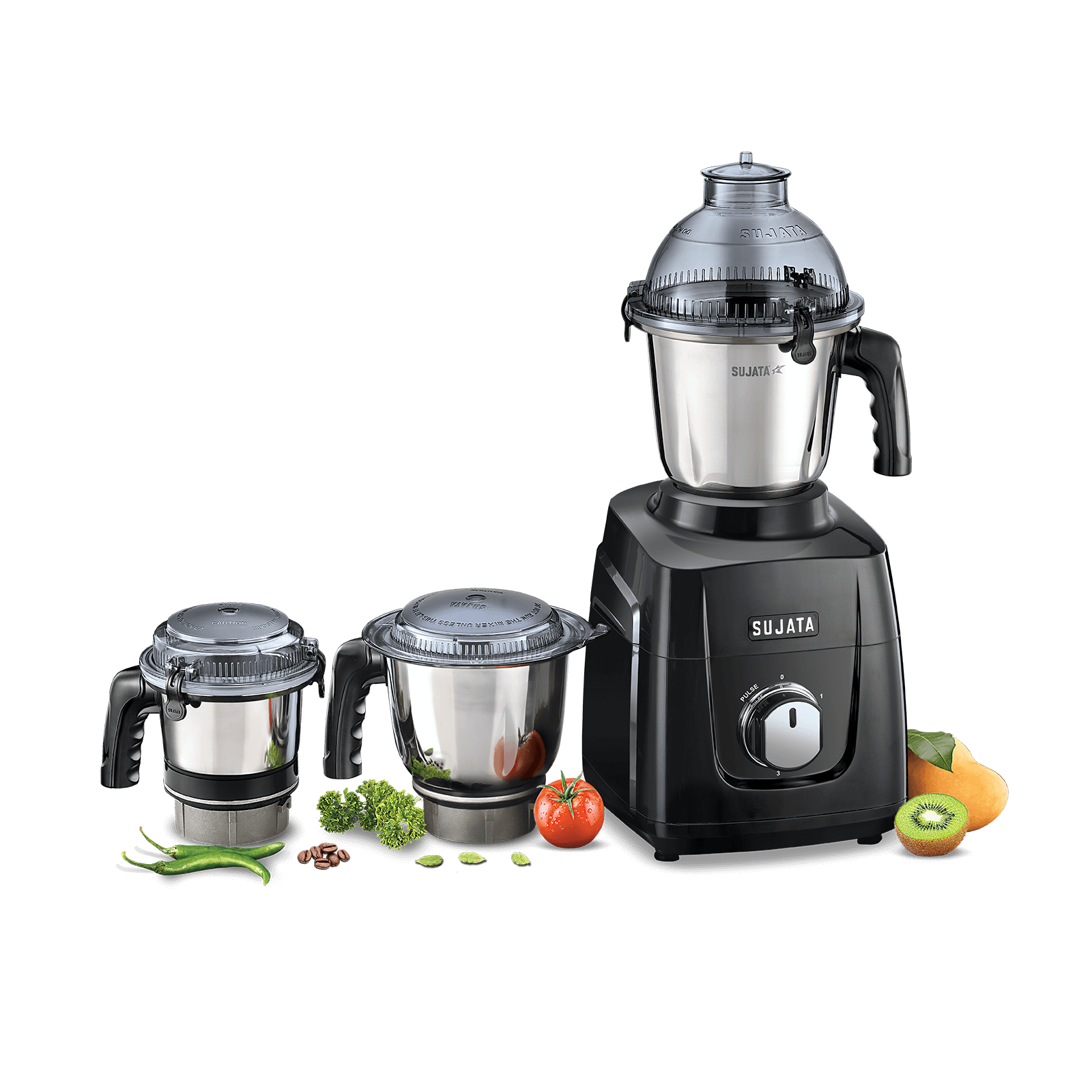 Sujata MG 02 The New Generation Mixer Grinder (3 Jars) ABS, Black, 1000 Watts
