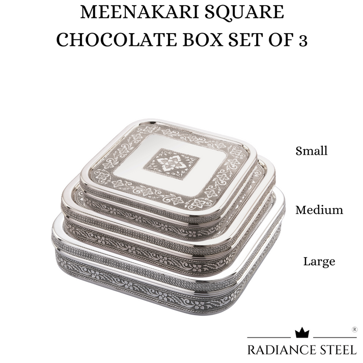 Lime Meenakari Stainless Steel Square Chocolate Box