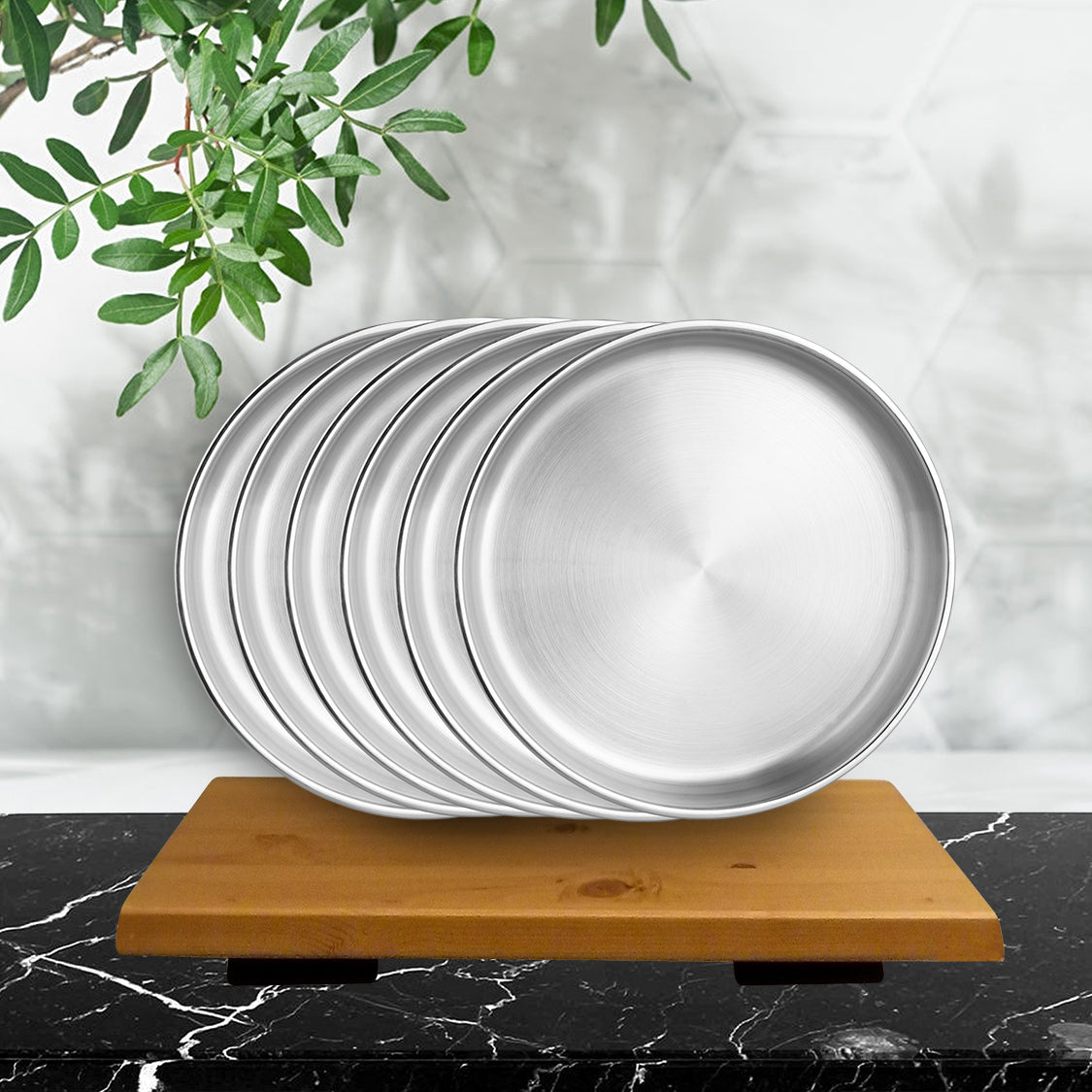 Stainless Steel 6 PCS Double Wall Full Plate Nikki