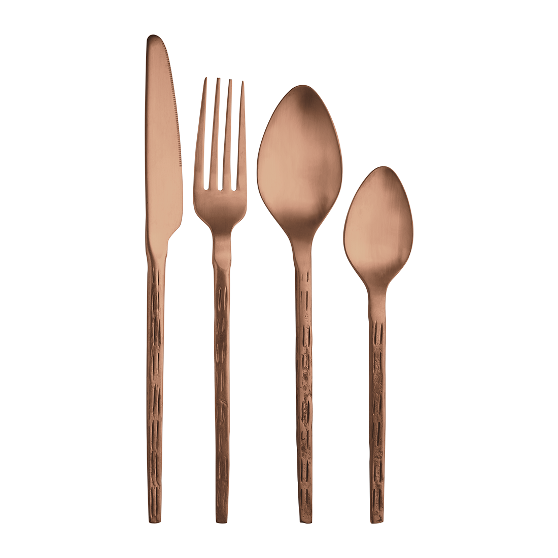 Jagdamba Cutlery Pvt Ltd. Cutlery Black 24 PCS Cutlery Set with PVD Coating - Rod Rice Hammered - Hand Crafted