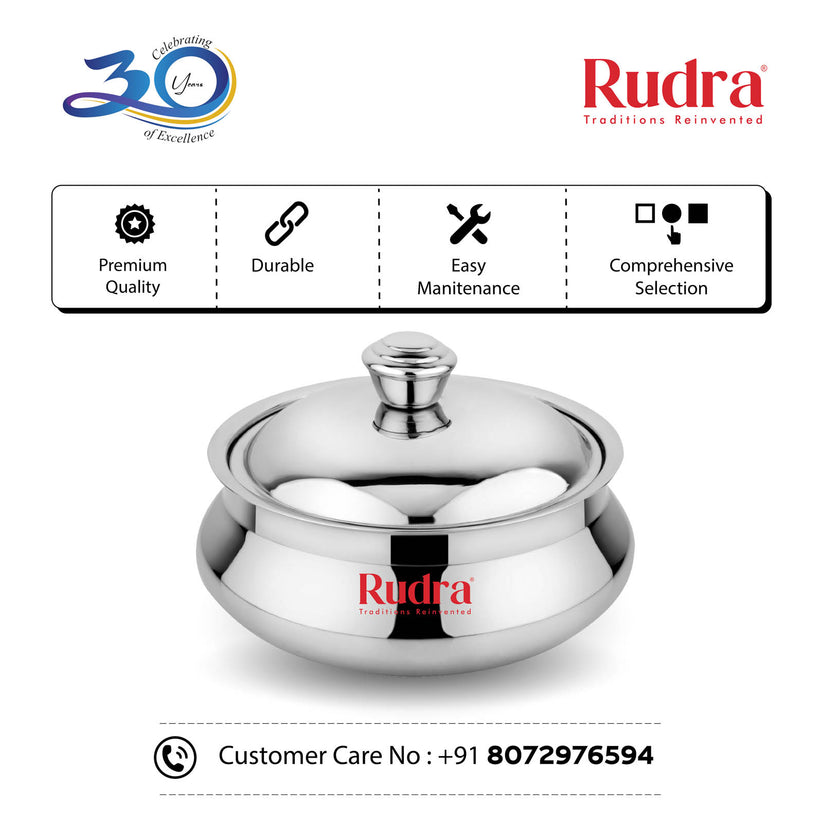 Rudra SS Double Walled Stainless Steel Casserole, Serve Casserole