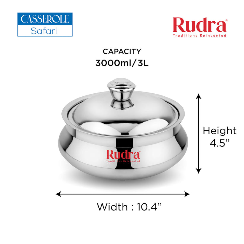 Rudra SS Double Walled Stainless Steel Casserole, Serve Casserole