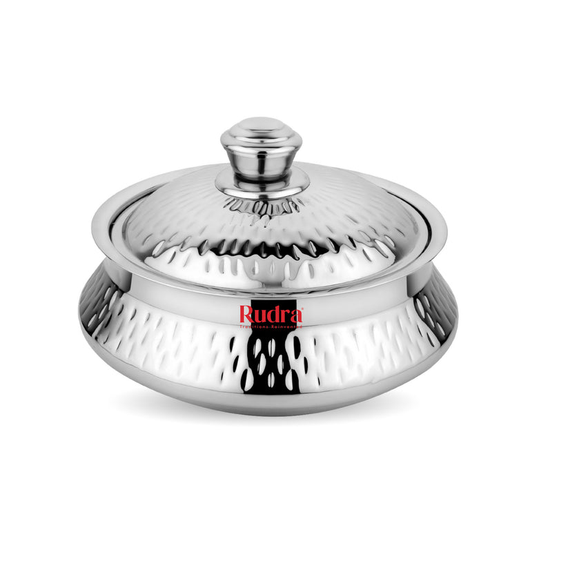 RUDRA Safari Hammered Double Walled Stainless Steel Casserole, | PU Insulated | Hot &Cold | Hygiene | Odourless|Easy to Carry