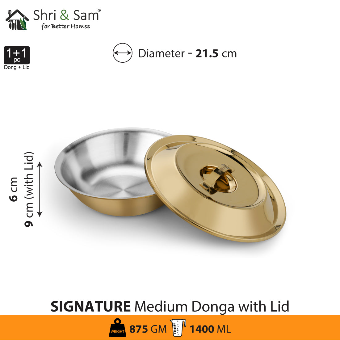 Stainless Steel Medium Donga with Gold PVD Coating Signature - Matt