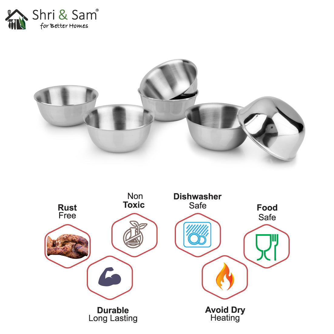 Stainless Steel 6 PCS Small Bowl Signature - Matt