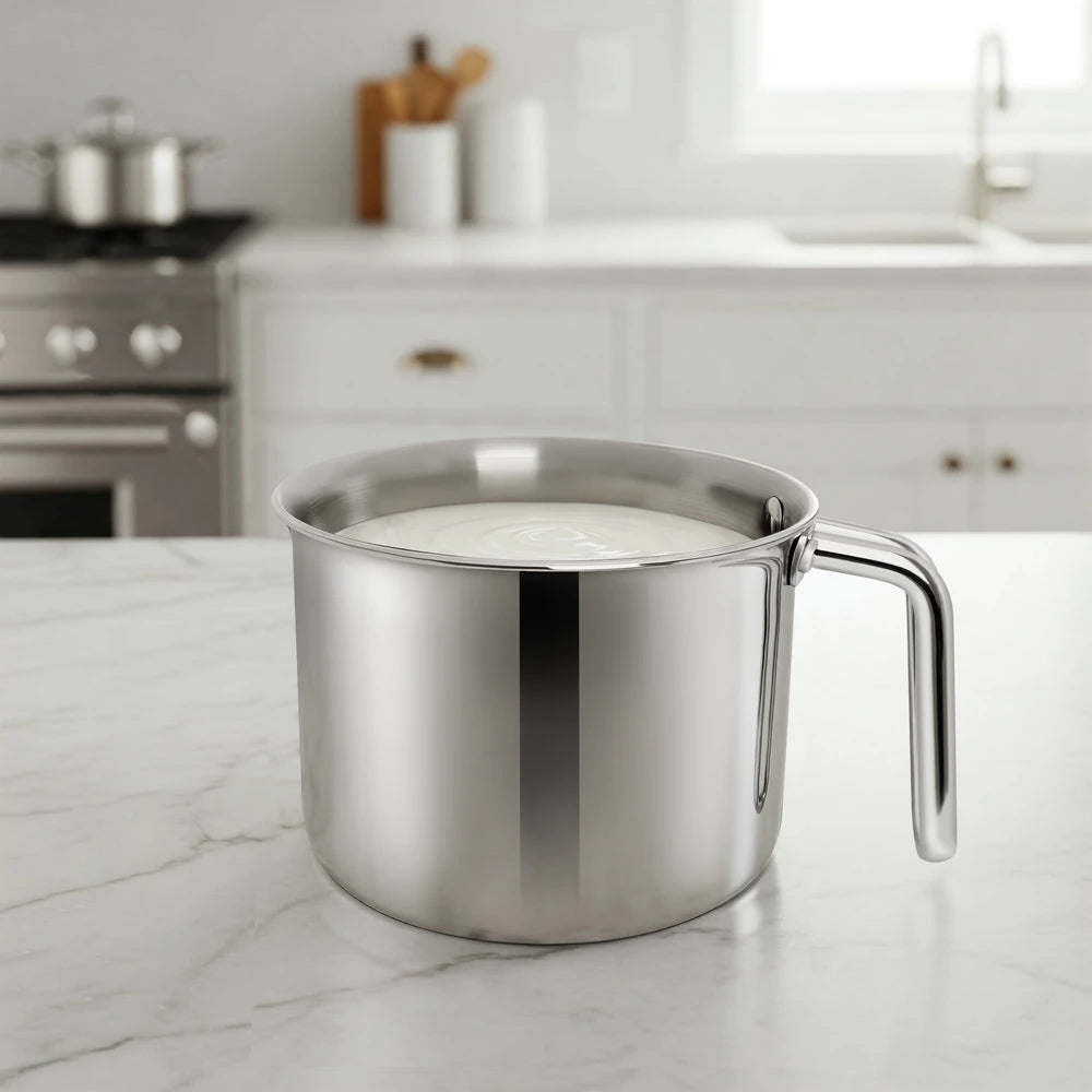 Lime Triply Stainless Steel Ragi Mudde Maker & Milk Warmer